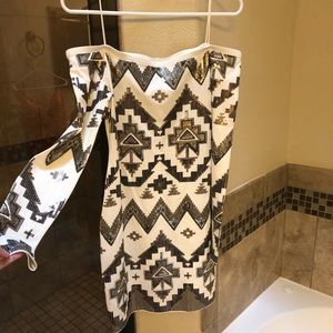 Express white with silver sequins dress